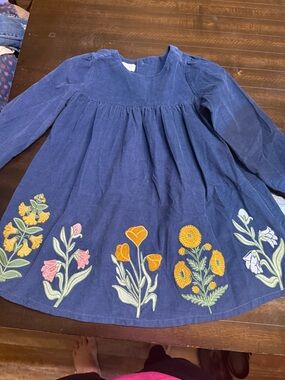 Mud Pie size 4T Embroidered flowers Navy Floral Midi Dress